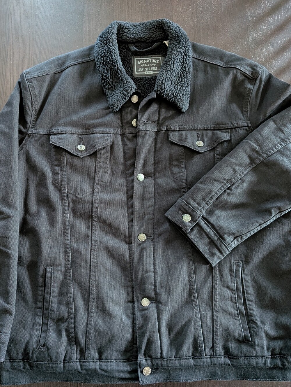 Levi's Levi Strauss Signature Black Sherpa Lined Denim Trucker Jacket Men’s XXL